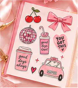 A sheet of whimsical stationery stickers